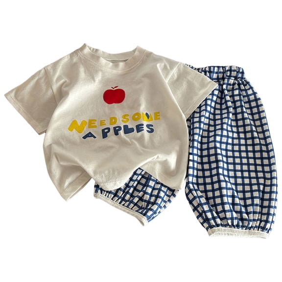 Ulanda 100% Organic Cotton Baby Short Sleeve Pajama Sets, Toddler Boy Girl 2-Piece Sleepwear (Blue, 5-6 Years)