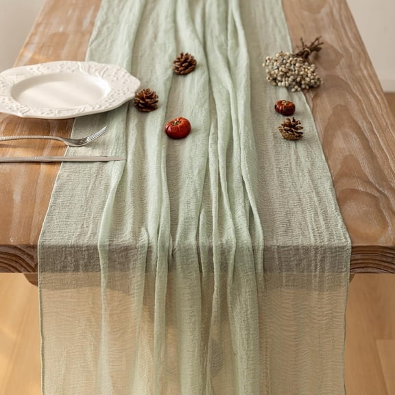 Green Table Runner Cheesecloth 32 x 120 Inch Rustic Boho Cheese Cloth Table Runner for Wedding Shower Bridal Shower Sheer Gauze Centerpiece Summer Boho Home Decorations