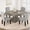 Grey, variant on Square Dining Room Table for 4-6 People, Heavy Duty 350Lbs Kitchen Table with 2-Tier Storage, Waterproof Wooden Dinner Table with Sturdy Triangle Legs, Black.