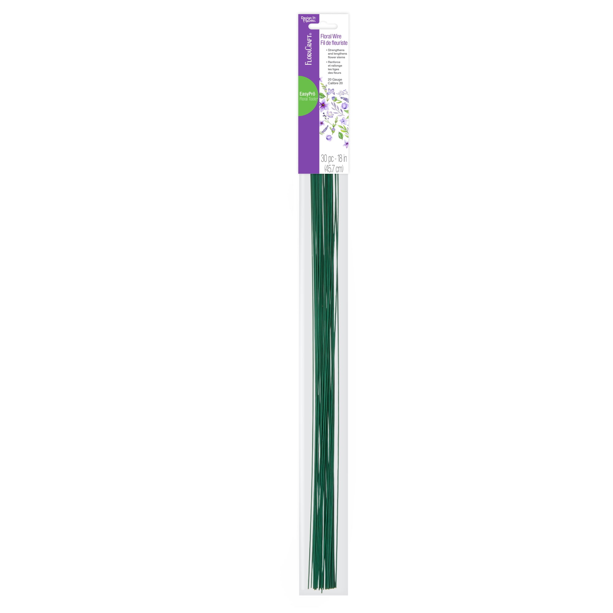 (2 pack) FloraCraft Floral Stem Wire, 30 Pieces, 20 Gauge, 18 in, Green, Floral Arranging Wire