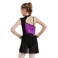thumbnail image 2 of YEAHDOR Kids Girls Asymmetrical Shoulder Ballet Contemporary Dance Dress Shiny Sequins Contrast Color Dancewear Purple 8, 2 of 7