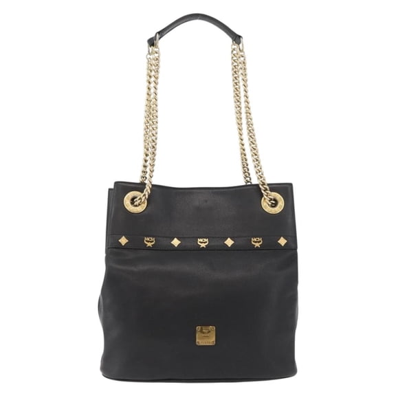 Pre-Owned MCM Vintage Vicetos Leather Black Leather Shoulder Bag Bag