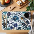 thumbnail image 2 of Blue Flowers Placemats Set of 1, Retro Abstract Art Floral Non-Slip Place Mats Washable Table Mats for Kitchen Dining Table Decorations Indoor/Outdoor, 2 of 9