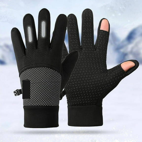 CxhicLuv Waterproof Ski Gloves, Velvet Lined, Anti-Slip Silicone, Touchscreen – Thermal Cycling Gloves, Ideal for Snowy Days, Skiing, Riding, Great for Winter Sports