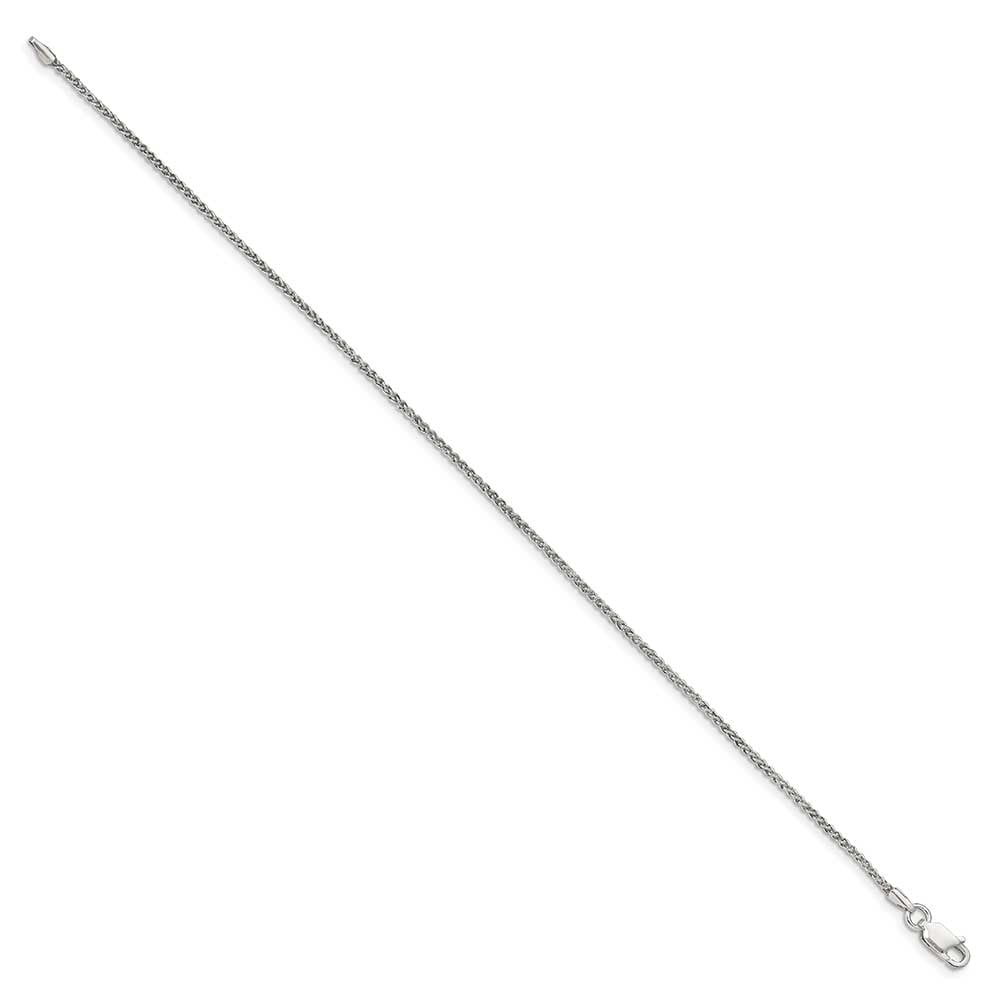 Finest Gold Sterling Silver 1.5 mm Round Spiga Chain Anklet