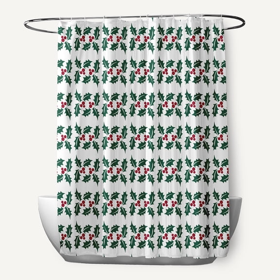 Simply Daisy 70" W x 73" L Holly Stripes Polyester Shower Curtain, Forest Green [1 Ct]