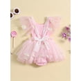 thumbnail image 3 of KelaJuan Baby Girls Romper Dress, Sweet Fly Sleeve Flower Tie-up Tulle Bodysuit Summer Clothes, 3 of 6