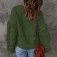 thumbnail image 5 of MIUOWANP Fall Sweaters for Women 2024 Trendy Women Casual Solid Long Sleeve Thick Knit Pullover Crewneck Sweater Coat Army Green S, 5 of 5