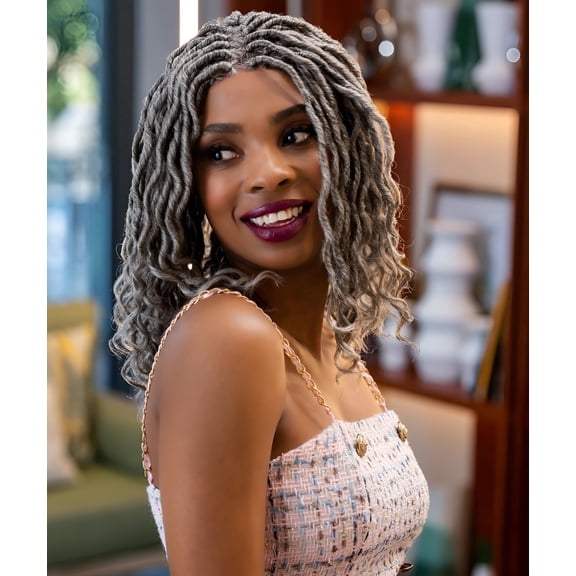 LUXLUXE Women Andrea 4x4 Lace Front Curly Wig – Long Hand-Tied Braid, Heat-Resistant Synthetic Fiber