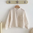 thumbnail image 2 of hotojiny Toddler Boys Henley Shirt Button up Long Sleeve Dress Shirts Cotton Lightweight Tees Spring Tops with Pocket 2-8 Y, 2 of 6