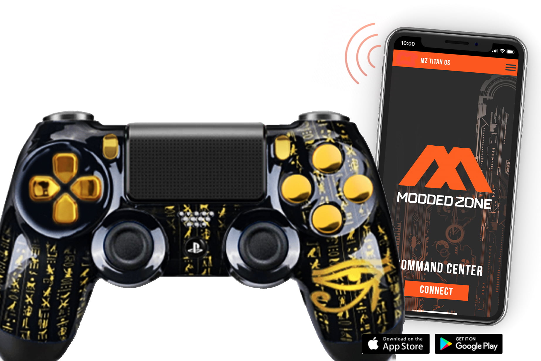 Egypt Gold PS4 PRO Smart Rapid Fire Modded Controller Mods for FPS All Major Shooter Games Warzone & More (CUH-ZCT2U)