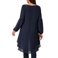 thumbnail image 3 of Women's High Low Tops Lantern Long Sleeve Round Neck Dressy Casual Chiffon Asymmetrical Tops Blouse M Dark Blue, 3 of 5