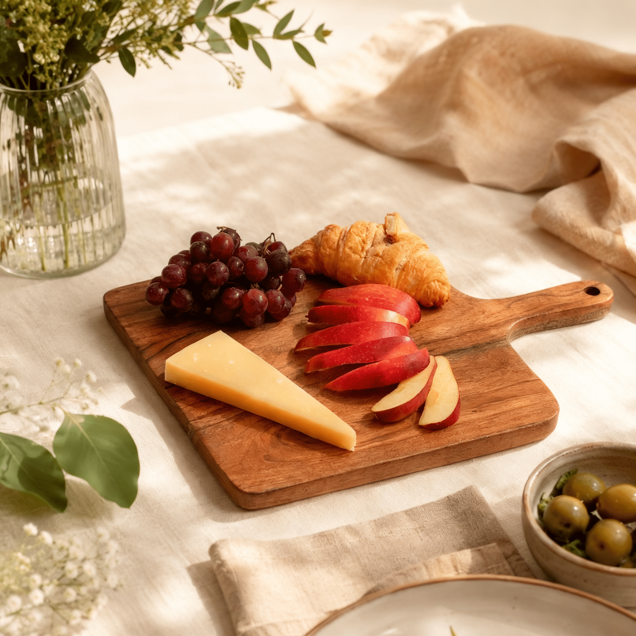 Acacia Wood Chopping Board with Handle, Wooden Cutting Board for Kitchen, Serving Board for Bread, Cheese, Fruits & Vegetables, Handcrafted Wood Paddle Board, 12x0.75x16 Inches