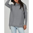 thumbnail image 4 of Sanmadrola Oversized Turtleneck Sweaters for Women 2023 Fall Winter Long Batwing Sleeve Split Hem Jumper Pullover Knit Sweater Tops, Light Grey, 2XL, 4 of 8