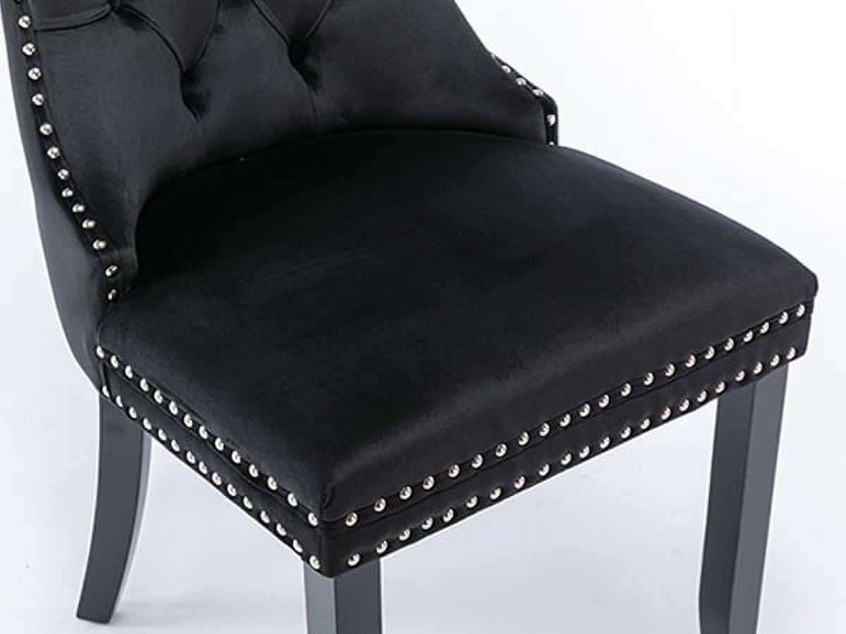 ODUSE-DAILY Black Velvet Dining Chairs Set of 4, Kitchen & Dining Room Chairs, Sillas De Comedor, Nailheads Tufted, Velvet Upholstered, Solid Wood (Black, 4 Pcs)