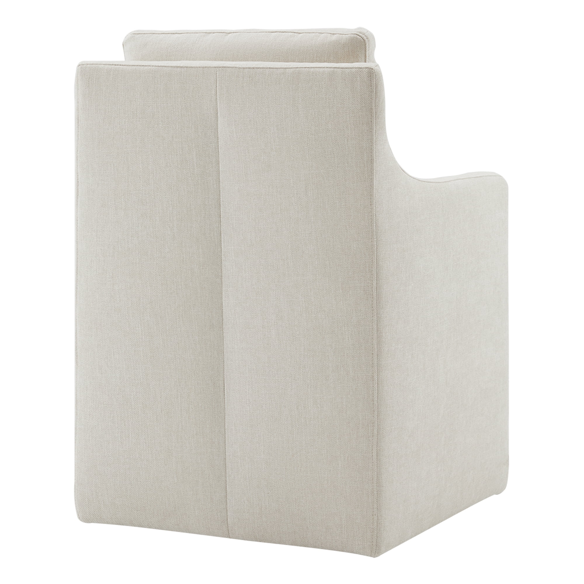 CHITA Dining Arm Chair with Caster Wheels for Kitchen Fabric Upholstered Dining Room Chair, Linen