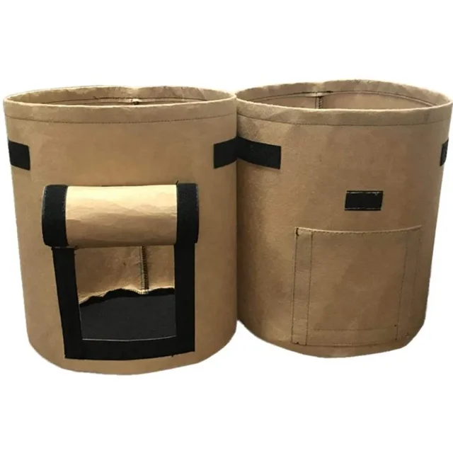 Bolsa para plantas de jardín con balcón, recipiente para cultivo de hortalizas para cultivo de patatas, alto: 35 cm, marrón