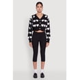 thumbnail image 3 of Women's Chenille Heart Patterned Brushed Knit Cropped Cardigan, 3 of 5