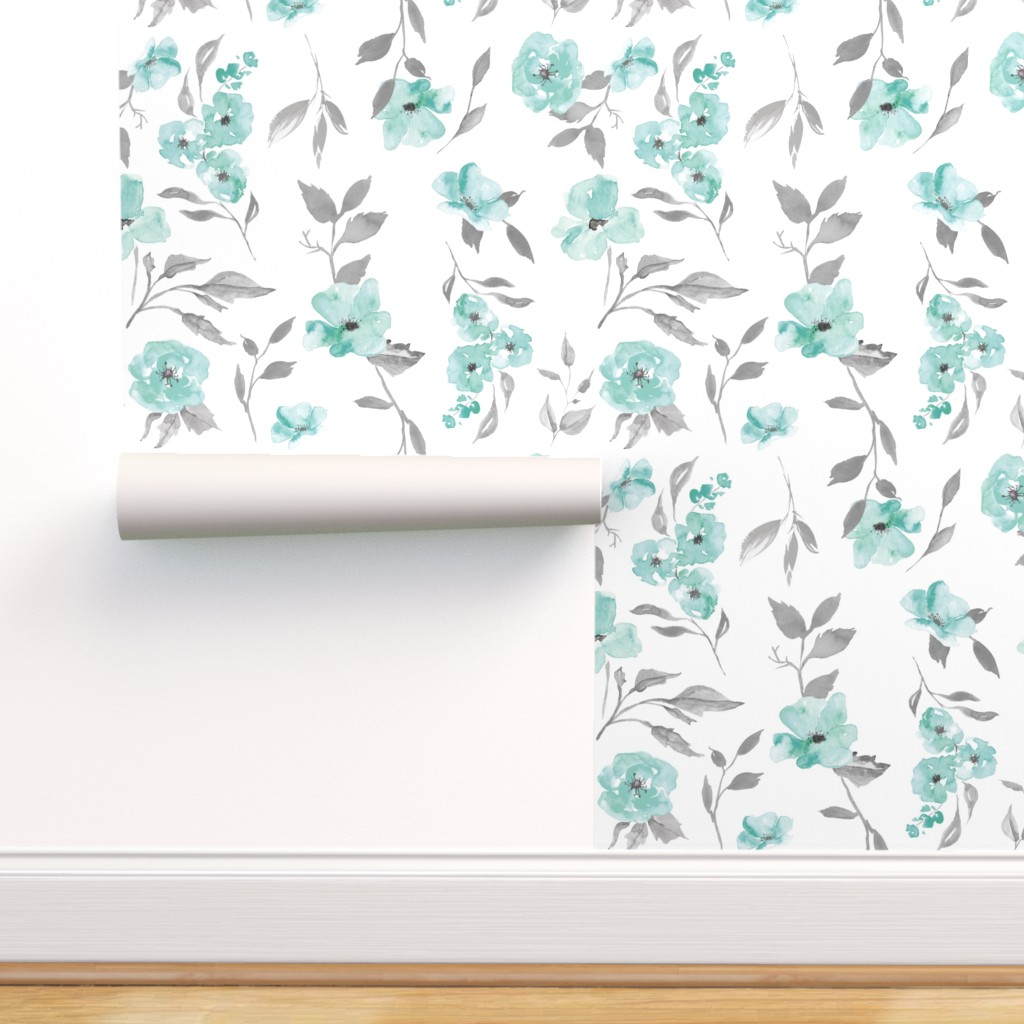 Floral Wallpaper Poppy Watercolor Floral By Sugarpinedesign Nursery Custom Printed Removable Self Adhesive Wallpaper Roll by Spoonflower