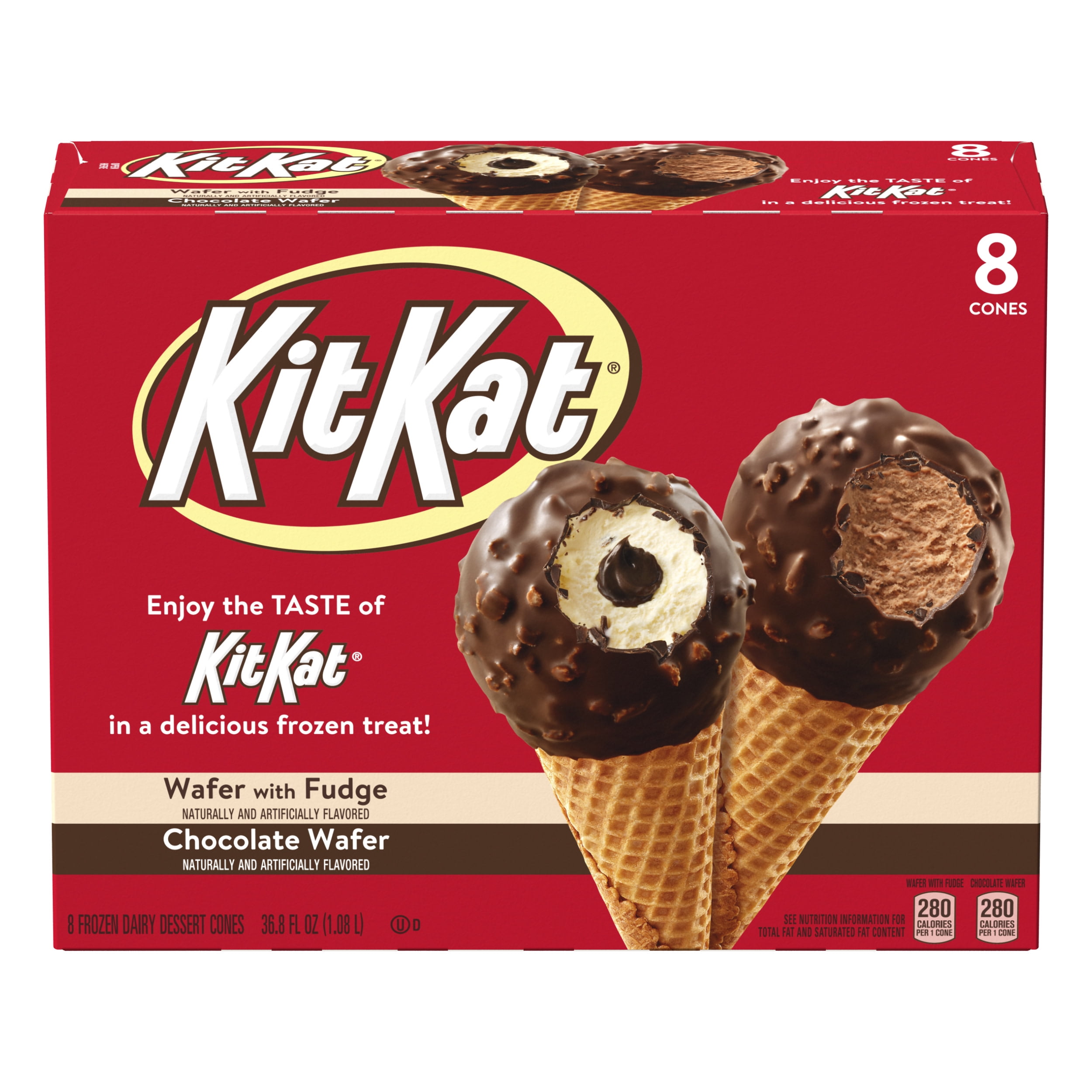 Kit Kat Frozen Dairy Dessert Ice Cream Cone Variety Pack Novelties, 8