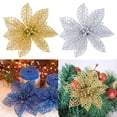 thumbnail image 3 of Flmtop 5Pcs Glitter Hollow Artificial Christmas Flower Ornament Xmas Tree Garland Decor, 3 of 10