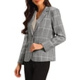 thumbnail image 4 of INSPIRE CHIC Women's Houndstooth Plaid Blazer Work Business Casual Suit Jacket for Fall S Black, 4 of 5
