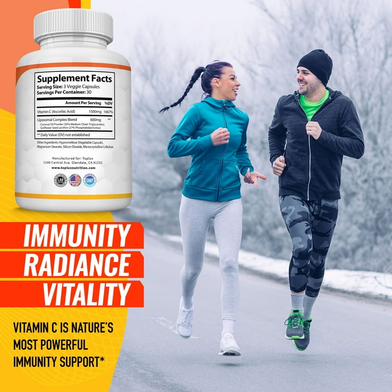 Toplux Liposomal Vitamin C 2100mg, Immune Support, High Absorption, Fat- Soluble, 60 Count, 2 Pack - Walmart.com