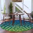 thumbnail image 3 of Round Rug 6Ft Washable Non-Slip, Ombre Peacock Circle Area Rugs for Living Room Bedroom, Vintage Abstract Peacock Feather Gradient Blue Indoor Floor Mats Carpet Runner for Home Decor Aesthetic, 3 of 8