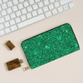 thumbnail image 6 of Leather Thin Slim Wallets for Women Men - Emerald Glitter Sparkles Clutch Card Wallet for Women Men with Zipper, 6 of 7