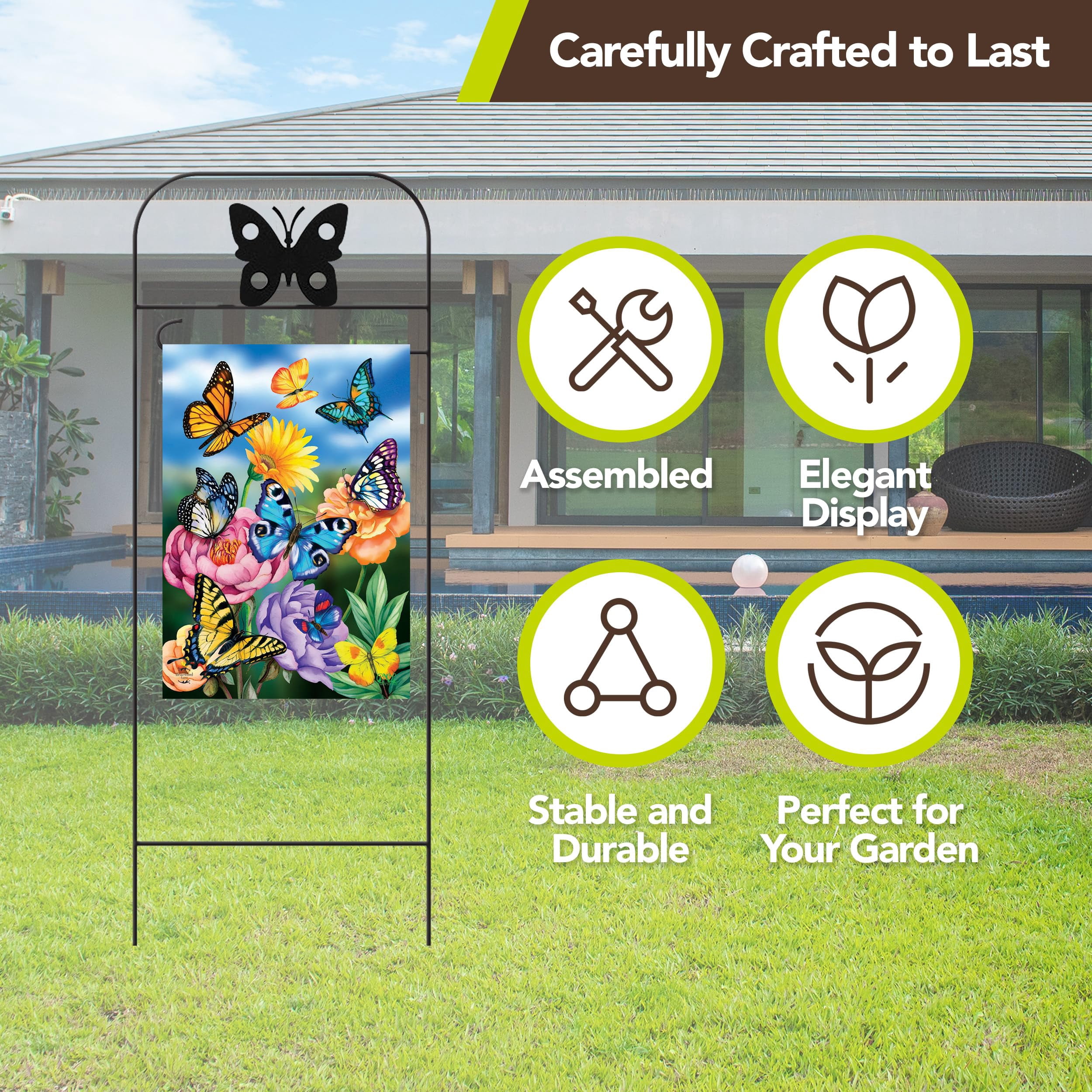 Briarwood Lane Everyday Wrought Iron Butterfly Garden Flag Arbor 41x15 Garden Flag Decorative Arbor