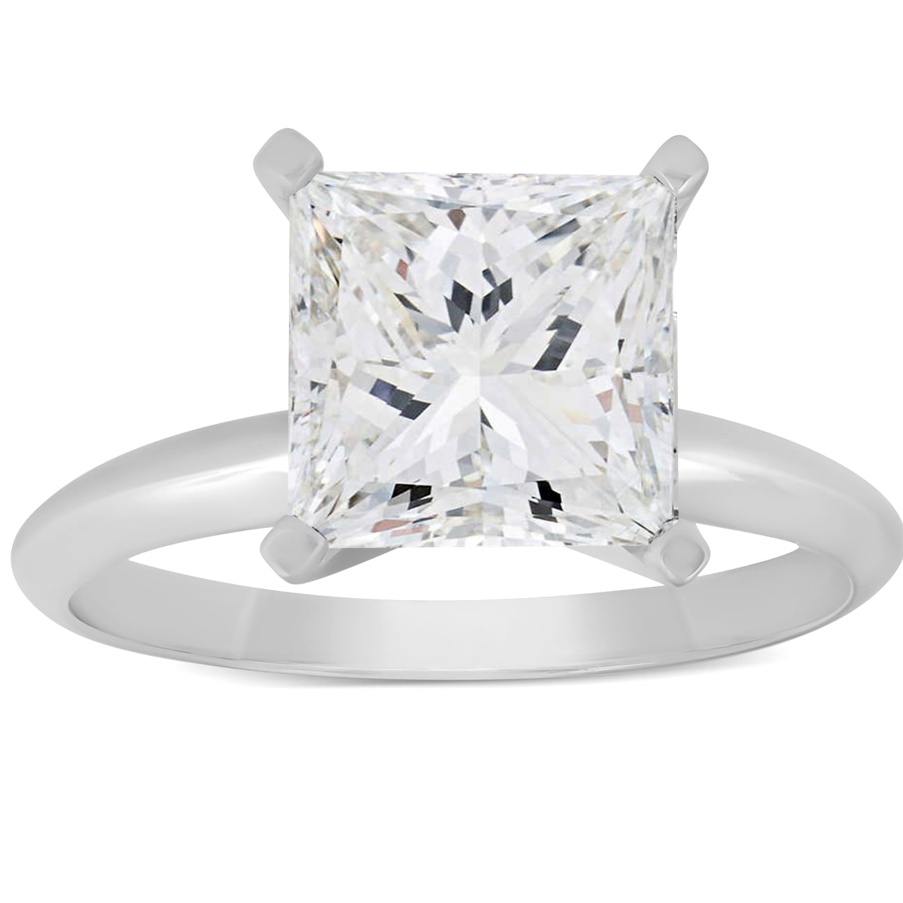 1.25 Ct Princess Cut Diamond Solitaire Engagement Ring Solid 14K White Gold 