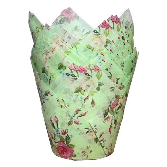 Clearance Under $1.26! 50 Pack Greaseproof Paper Cupcake Liners, Heat-Resistant Baking Cups for Muffins and Desserts (Green, One Size)