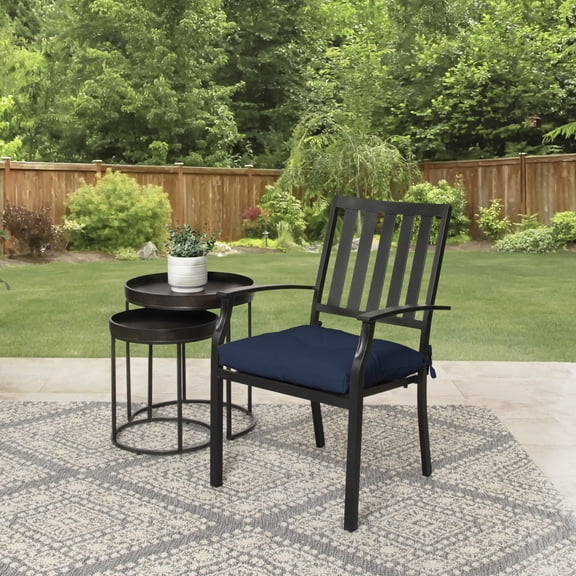 Better Homes & Gardens 18" x 19" Blue Medallion Square Seat Pad Outdoor Seating Cushions (2 Pack)