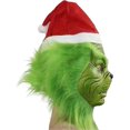 thumbnail image 5 of Máscara navideña de látex de lujo para comedia, fiesta de Halloween, color verde (máscara), 5 of 5