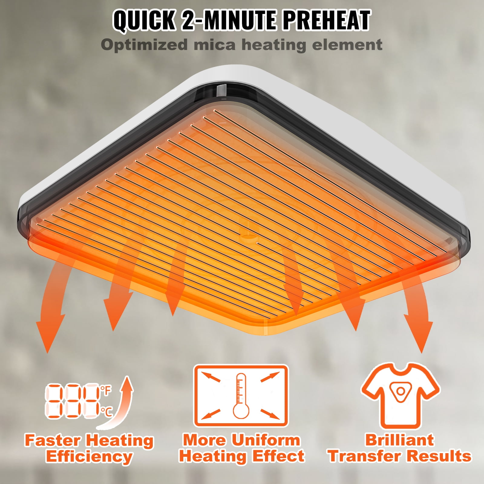 BENTISM Heat Press Machine 12" X 10", Portable Fast Heat-up Mini Easy Press with Timing Function & Insulated Base for Hat, Bags, Heating Transfer Projects, Orange