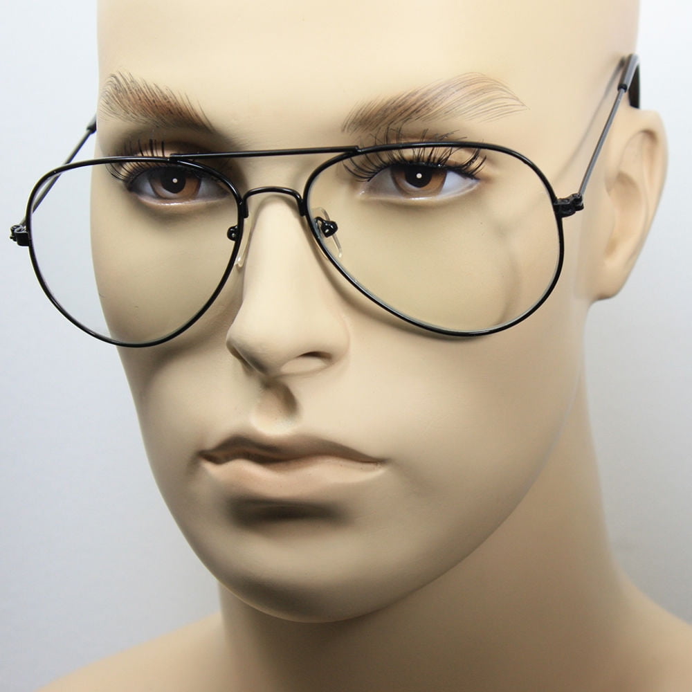 Classic Vintage Retro Aviator Clear Lens Gold Metal Frame Eyeglasses Glasses