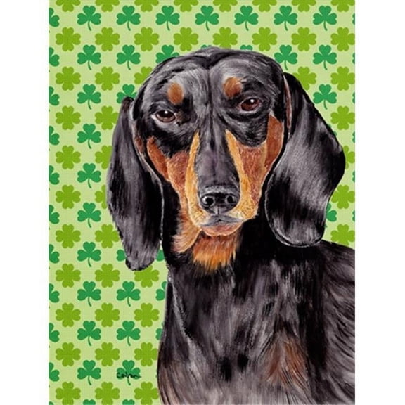 15 x 15 in. Dachshund St. Patricks Day Shamrock Portrait Garden Size Flag