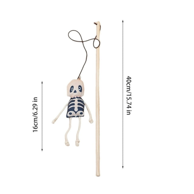 Interactive Dog Toys 2PCS Halloween Dog Toy New Model Funny Pumpkin Ghost Feather Teaser Stick, Elastic Rope with Bell for Cats Play