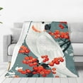 thumbnail image 4 of Salouo Cockatoo Red Berries Print Bed Blankets,Flannel Blanket Comfortable Air Conditioning Blanket Lightweight Blanket for Sofa Bed Travel & Couch -60"x50", 4 of 8