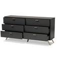 thumbnail image 3 of Baxton Studio Kelson Modern and Contemporary Dark Grey and Gold Finished Wood 6-Drawer Dresser, 3 of 10