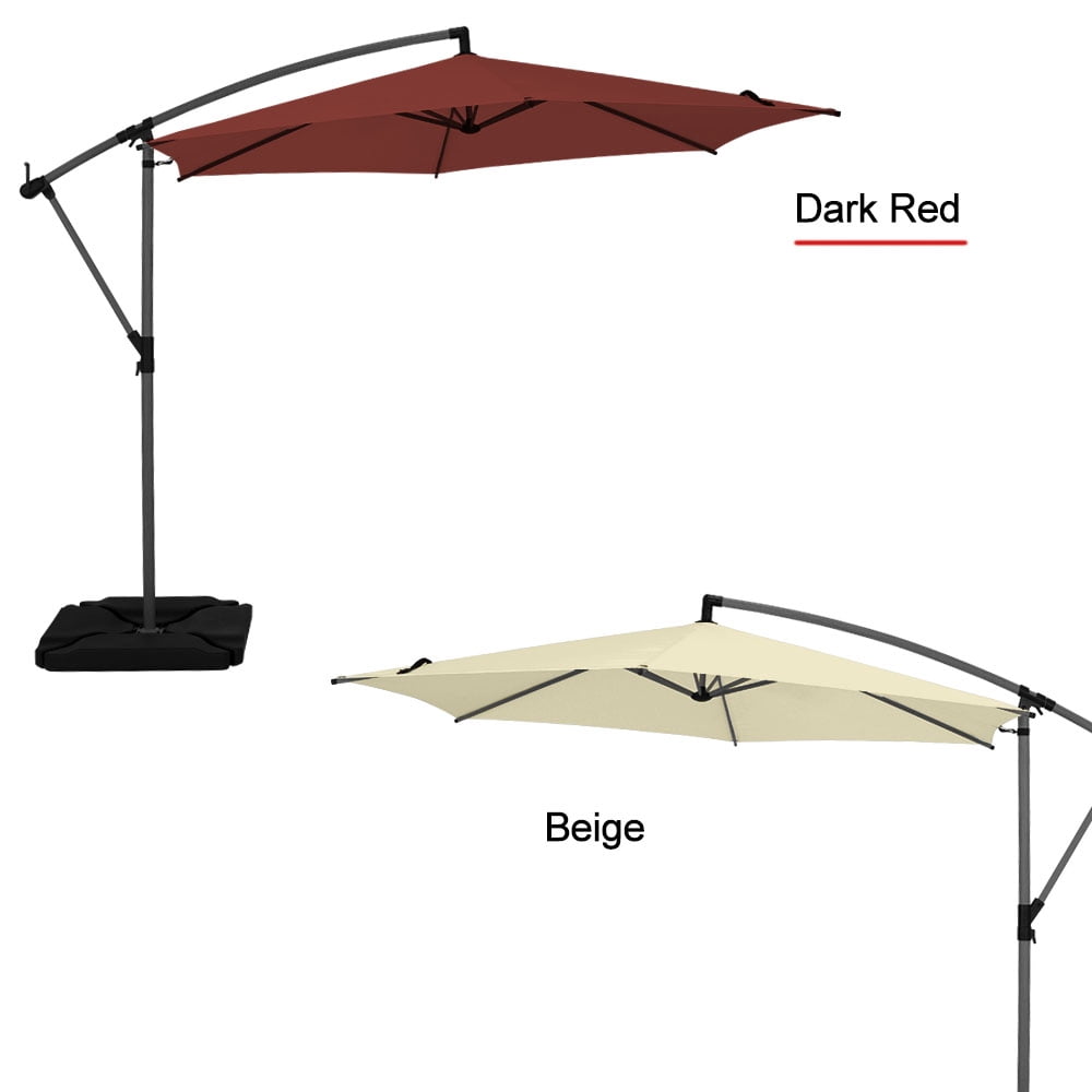 Abba Patio 10’ Malta Outdoor Patio Hanging Offset Cantilever Umbrella, Dark Red