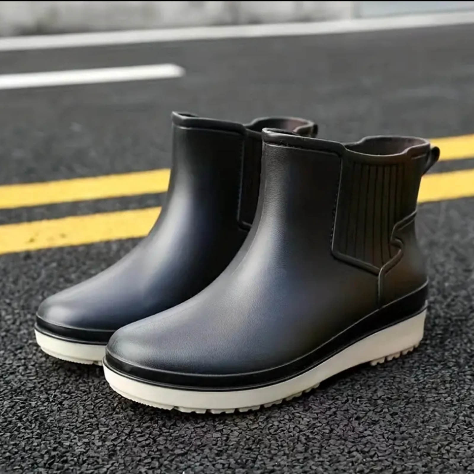 Juosiy Women's Ankle Rain Boots Walking Fishing Rubber Water-proof Outdoor Non Slip Work Shoes