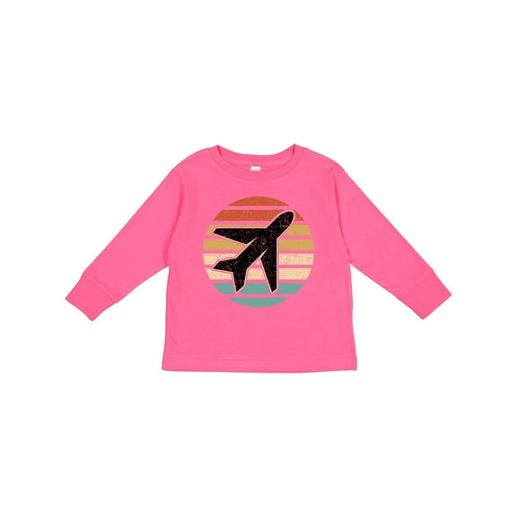 Inktastic Airplane Pilot Vintage Sunset Boys or Girls Long Sleeve Toddler T-Shirt