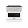 thumbnail image 2 of ZLINE 36 in. 5.2 cu. ft. Paramount Dual Fuel Range with 6 Burner Gas Cooktop and Electric Convection Oven in DuraSnow Stainless Steel with White Matte Door (SDRS-WM-36), 2 of 3