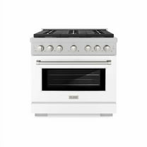 ZLINE 36 in. 5.2 cu. ft. Paramount Dual Fuel Range with 6 Burner Gas Cooktop and Electric Convection Oven in DuraSnow Stainless Steel with White Matte Door (SDRS-WM-36)