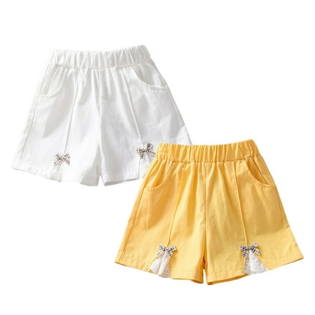 

Phenas Toddler Girls 2 Pack Summer Cotton Casual Versatile Short Pants 2-7T
