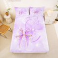 thumbnail image 5 of Manfei Cartoon Letter C Queen Sheets,Cute Coquette Bow Queen Sheet Sets,Purple,4-Piece, 5 of 6