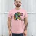 thumbnail image 3 of Tee Hunt Colorful Raptor T-Shirt Dean Russo Neon Dinosaur Pattern Men's Tee, Light Pink, X-Large, 3 of 5
