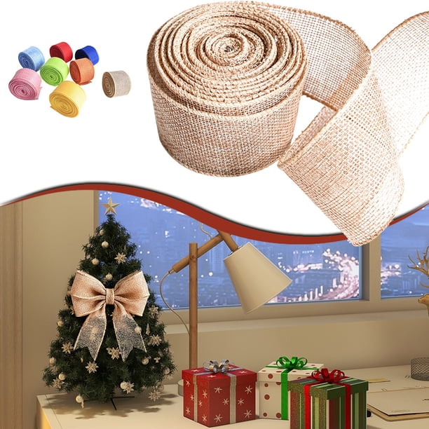 20 Yard Natural Burlap Ribbon Roll - 2 Inch Wide With Wired Edge For Wreaths, Crafts & Gift Wrapping