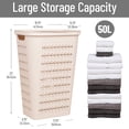 thumbnail image 4 of Mind Reader Slim Tapered Laundry Hamper with Lid, Clothes Basket with Swiss Cross Cut-Outs, Lightweight & Ventilated, Plastic, Ivory, 4 of 9